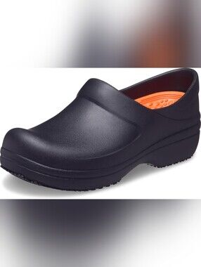 Slip-On Professional Work Clog in Black with Orange Insole